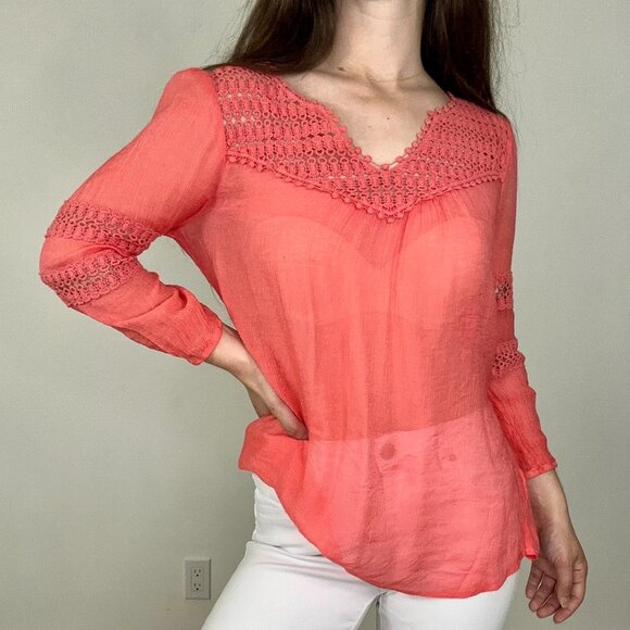*Maurices Coral Woven Sear-sucker Lightweight Blouse - Picture 1 of 8